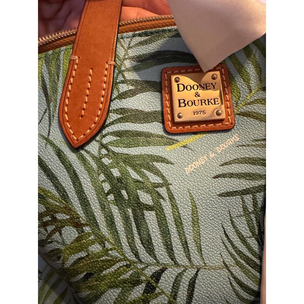 Dooney & Bourke Tropical Fern Satchel Handbag Sky Blue Green (11.5x9x6 inches) - Picture 12 of 14
